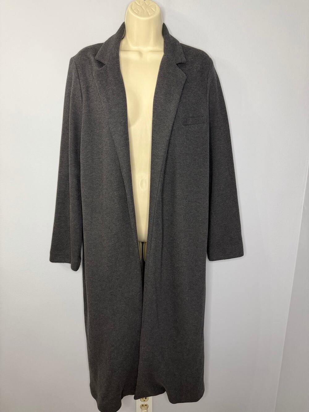 M. Martin Long Cardigan Duster Jacket Open Front Pockets Soft Sz M